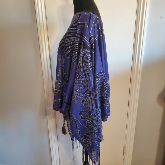 Unbranded Burnout Navy Metallic Silver Shawl Topper Scarf Multi wear Whimsigoth - Picture 6 of 11